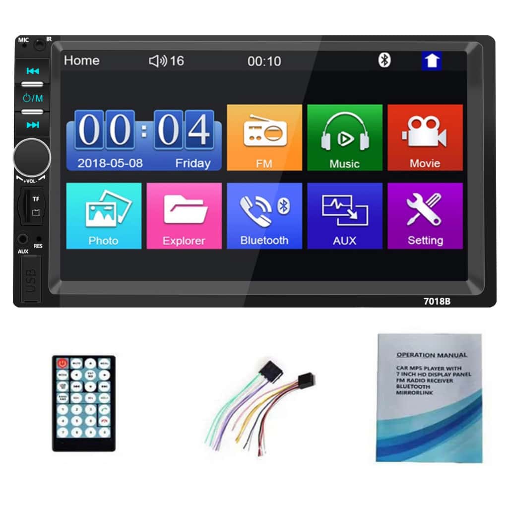 Central Multimídia MP5 Automotiva 7 Polegadas USB/AUX/TF Com Mirrorlink Touch Screen