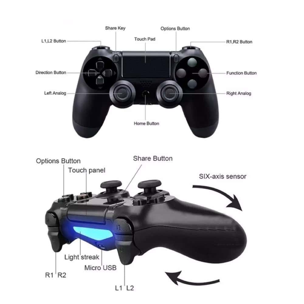 Controle Sem Fio para Smart Tv Pc Gamer e PS4 Com Cabo Carregável