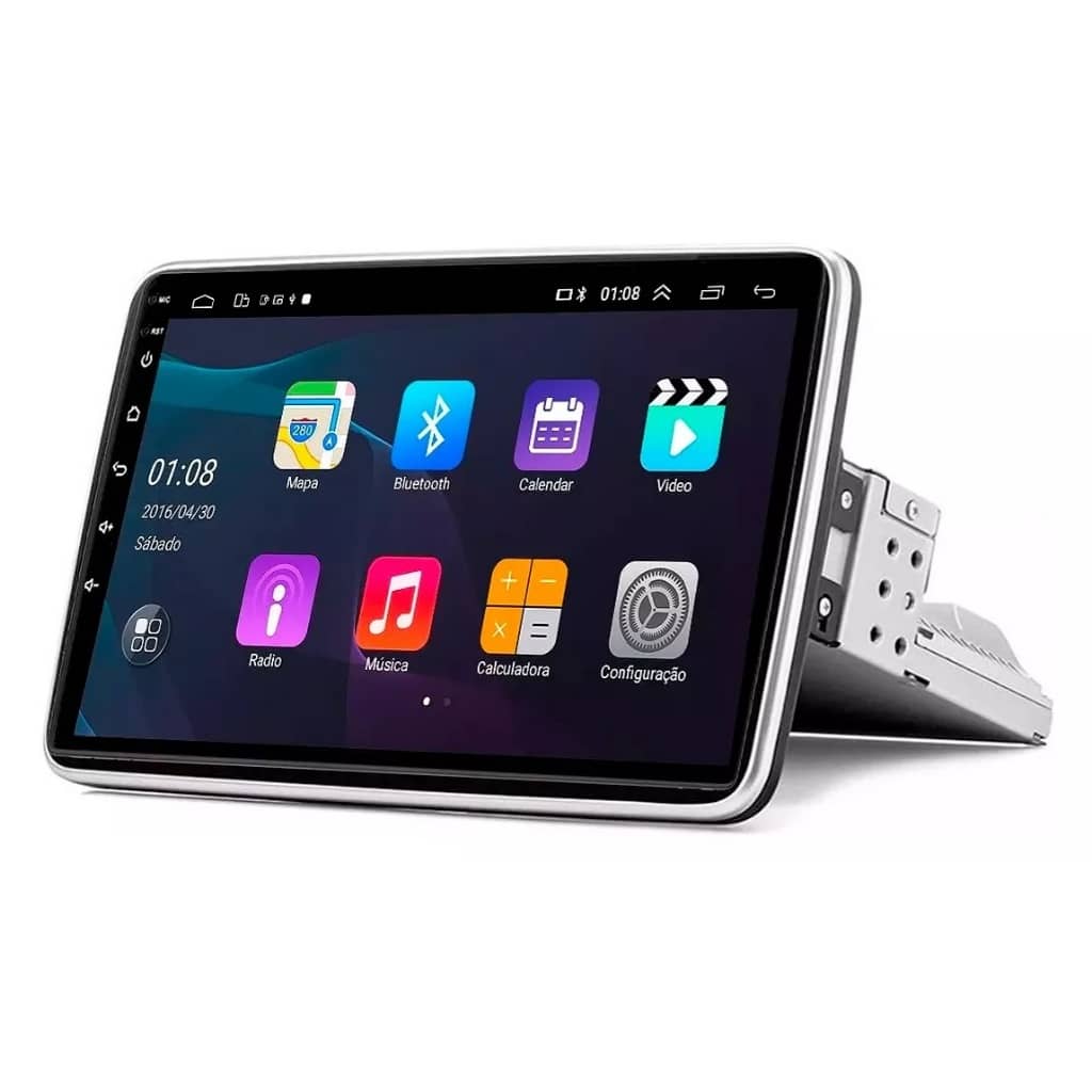 Central Multimidia Mp5 10 Polegadas Android 12 Gitarória 360 graus 2gb 32gb Gps Bluetooth Rádio - Carplay Android Auto