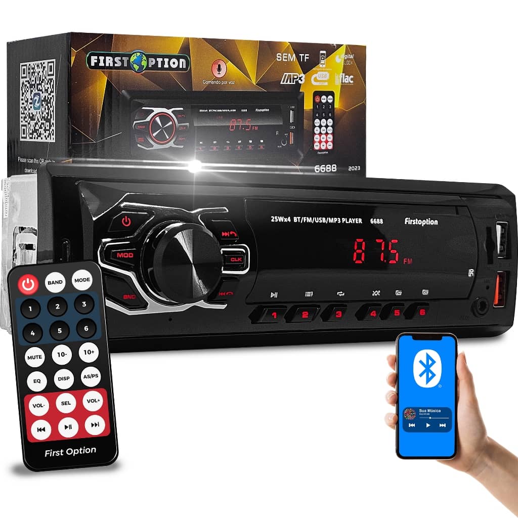 Som Automotivo Acessórios Para Carro Radio com Caixa Barato Promoção MP3 6688