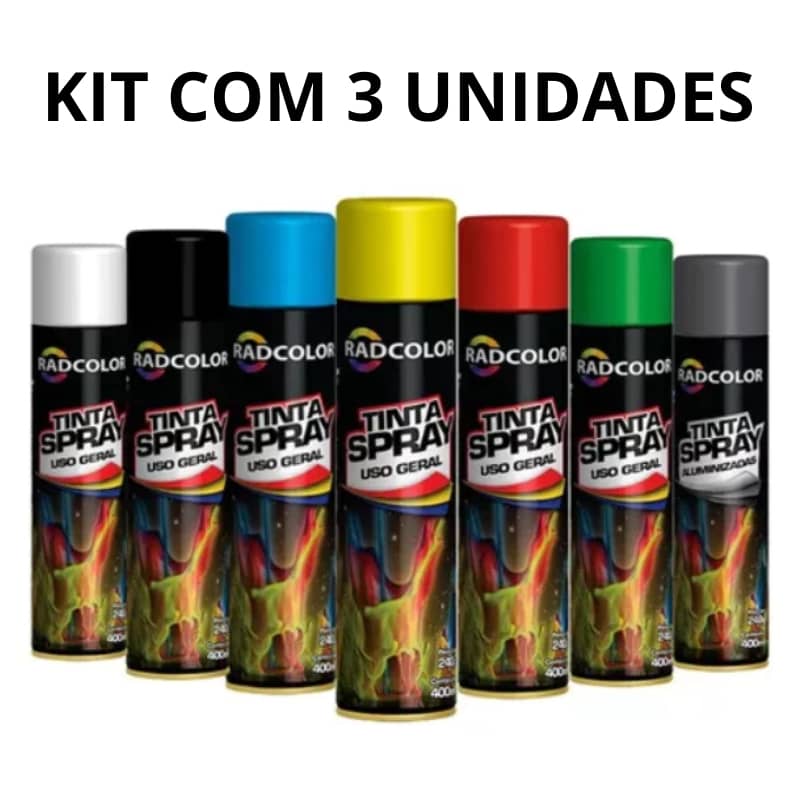 Kit 3 Tinta Spray Todas As Cores 400ml Uso Geral, Alta Temperatura e Automotivo Promoção ATACADO