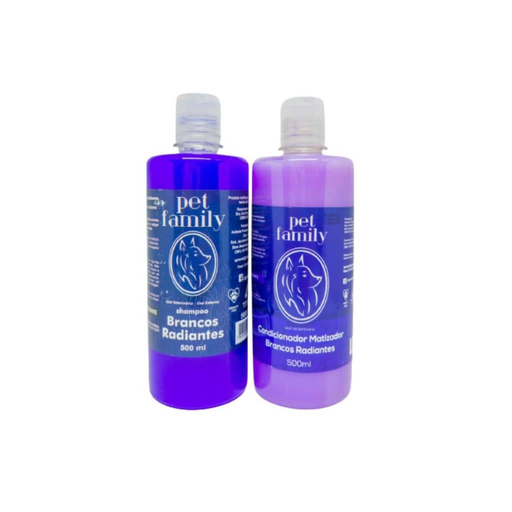 Kit Shampoo Branqueador Pet + Condicionador Clareador Pet 500 ml Pet Family