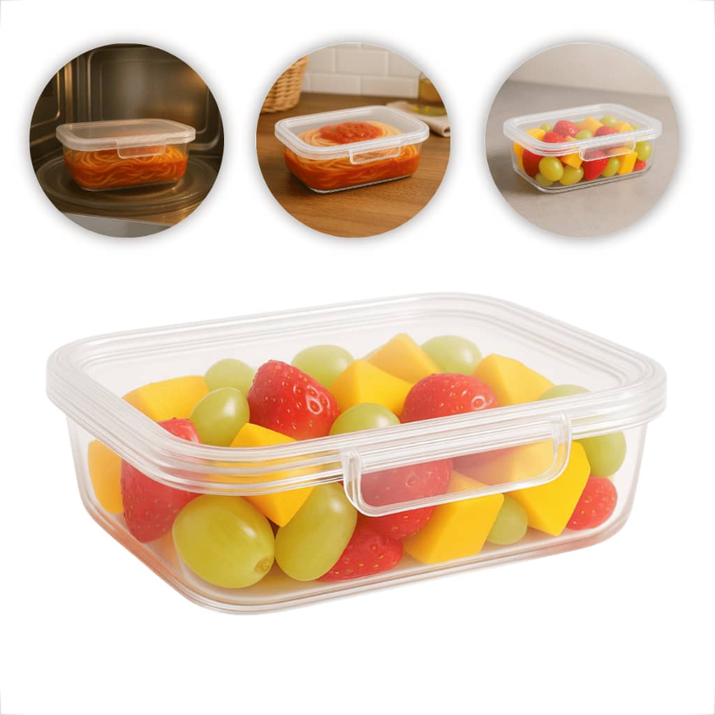 Kit Pote Marmita Fitness 500ML com Trava Lateral P/ Microondas Geladeira Dieta e Almoço