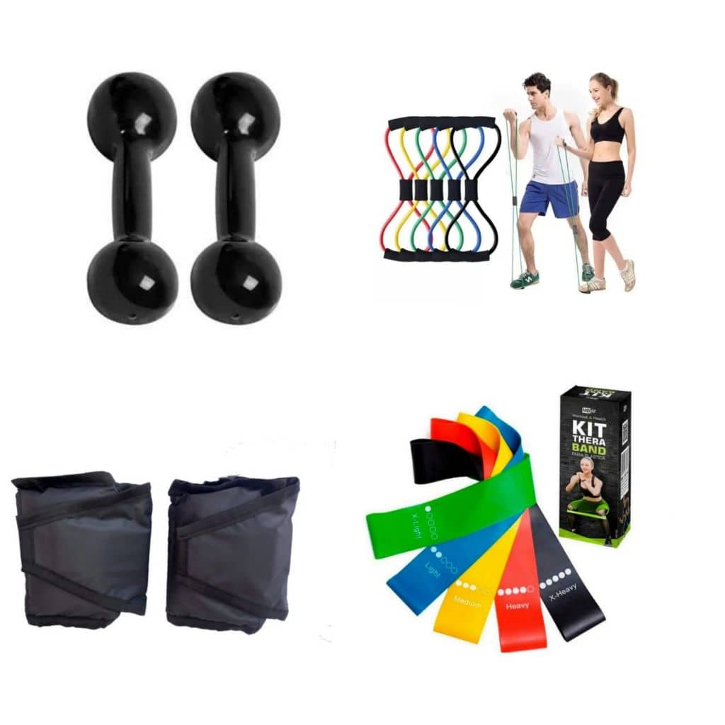 Kit Treino Completo Par Halter 0.500 Kg Ao 3 Kg + Par Halter Caneleira + Kit Theraband + Elástico Multifuncional