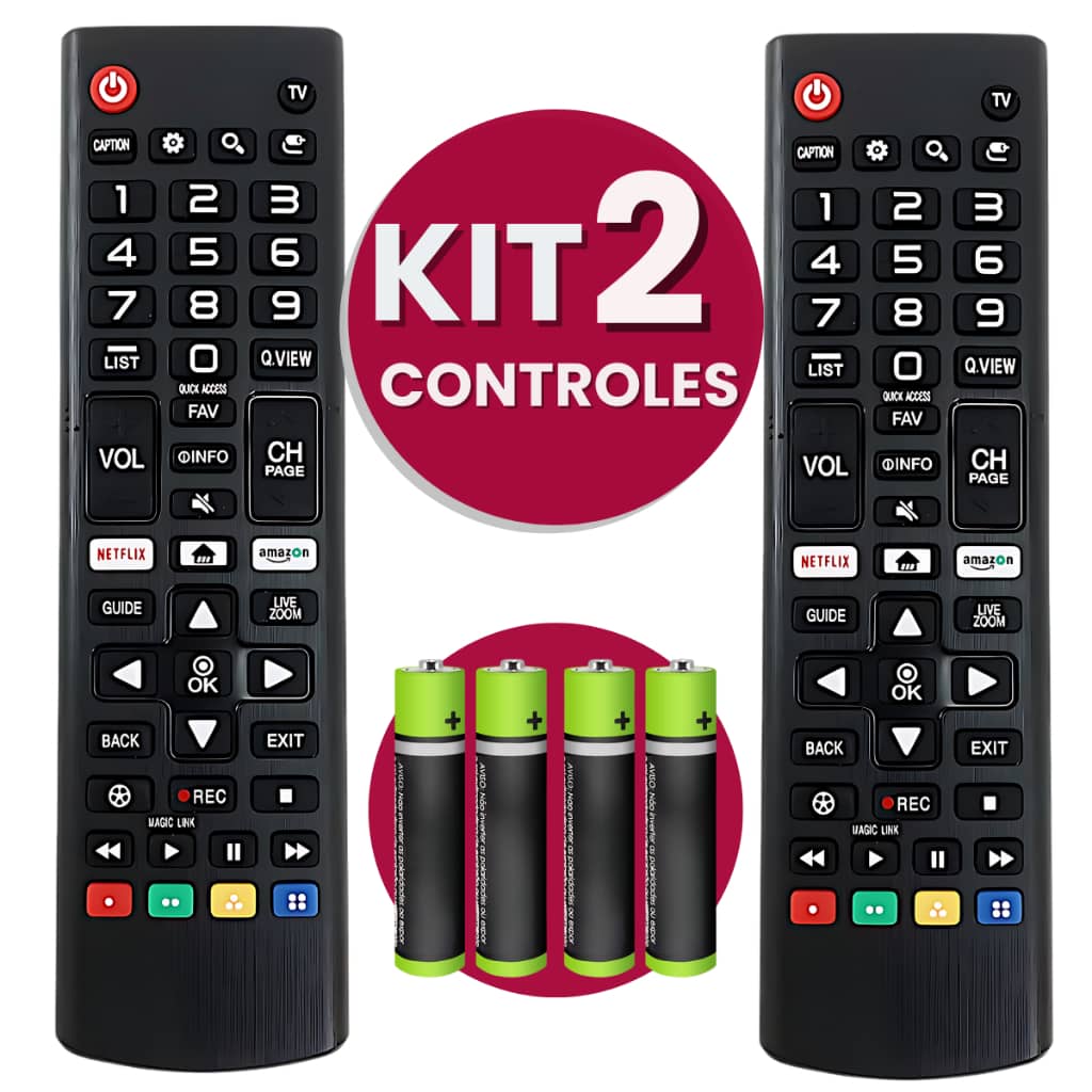 KIT 02 Controle Genérico Para TV LG Compatível Com Smart 4K LED LCD 24 32 40 43 50 55 65 Polegadas