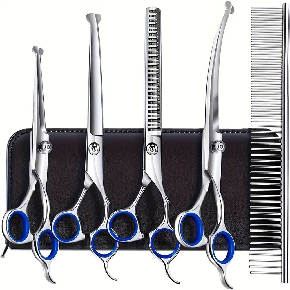 5/2 PCS Pet Tesoura De Corte De Cabelo, Galvanizado Preto Pet Tesoura De Corte De Cabelo Set para Pet Groom