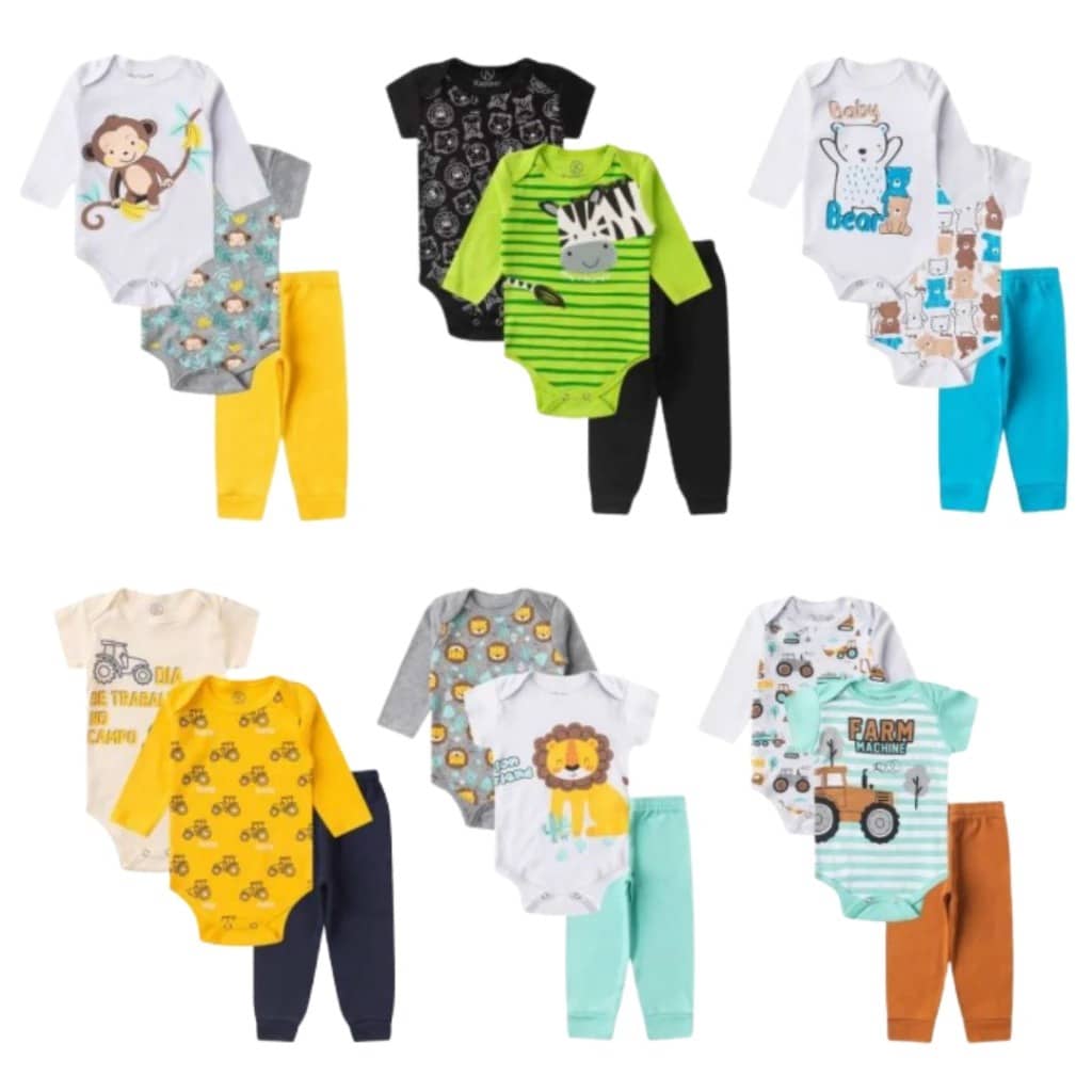 Kit Body Longo 12 Peças Menino Sortido (4 Kits De 3 Peças) inverno / verão Roupa de Menino