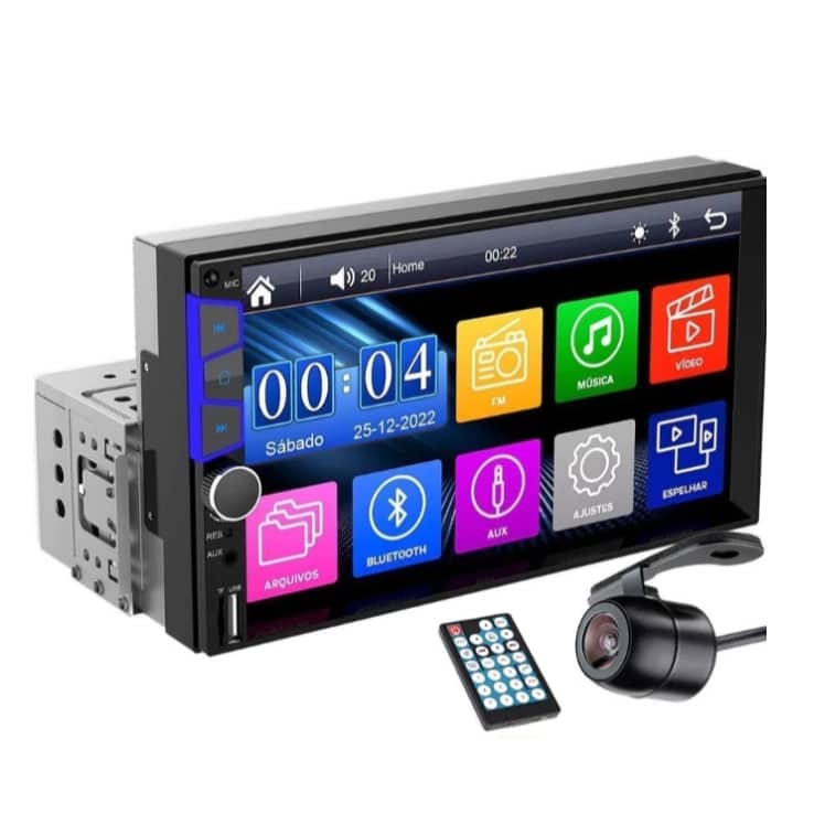 Central multimídia universal de 7 polegadas para carro, rádio MP5 com Bluetooth, tamanho 1-DIN.
