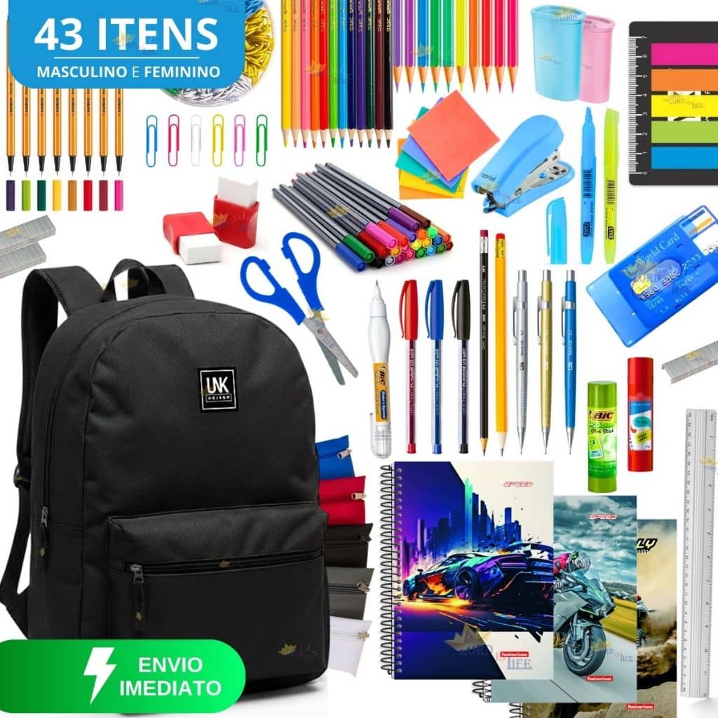 Material Escolar Completo Sem Com Mochila Escolar Masculino Estojo Escolar Feminino Masculino Volta As Aulas