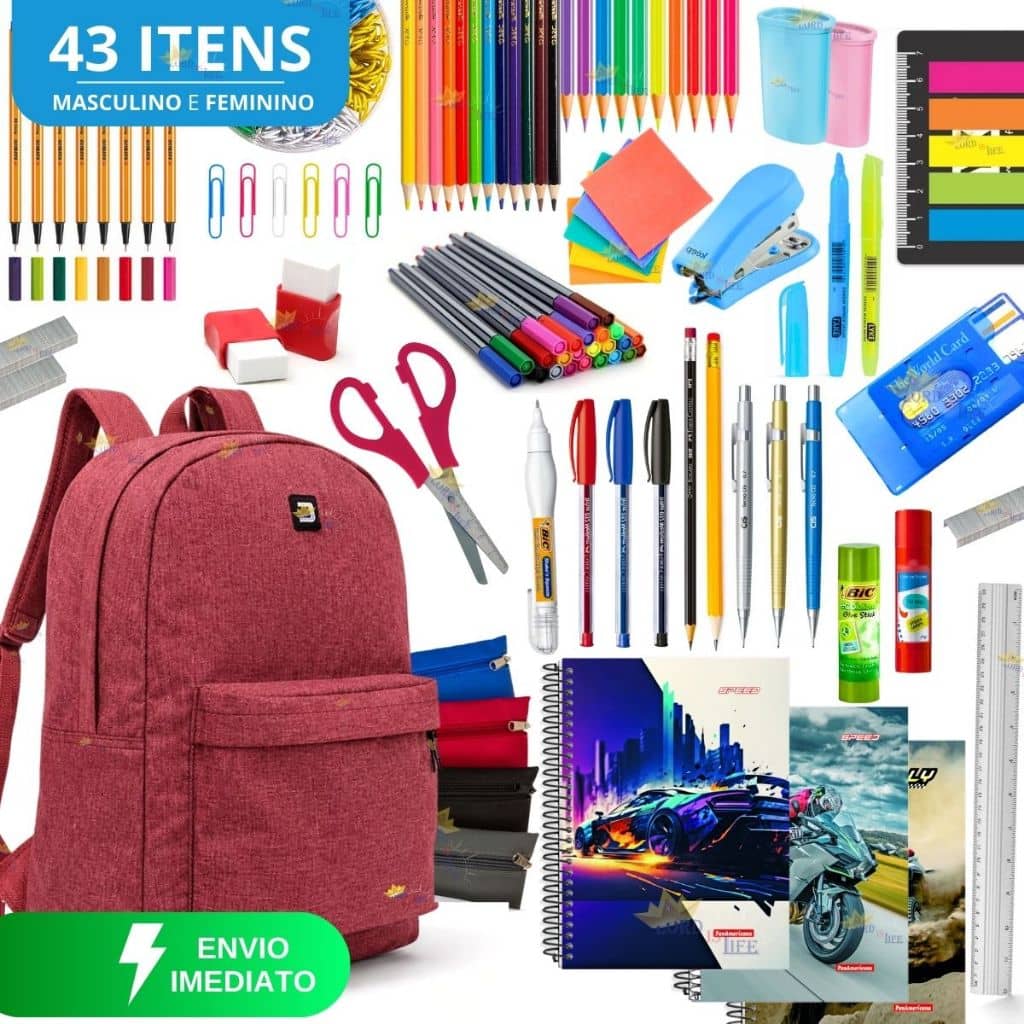 Material Escolar Completo Kit Escolar Estojo Escolar Masculino Volta As Aulas 2026 Borracha Escolar