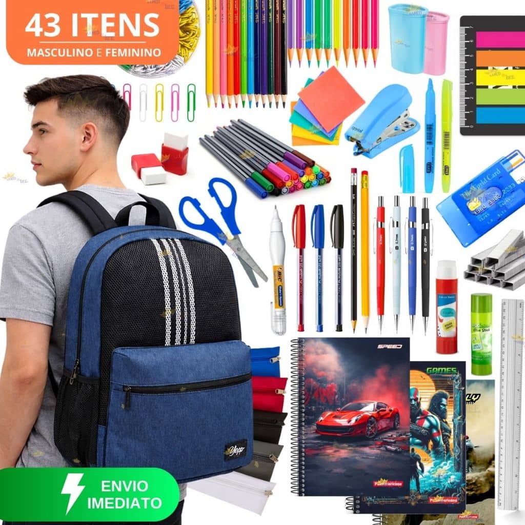Material Escolar Completo Com Sem Mochila Escolar Masculino Estojo Escolar Masculino Volta As Aulas