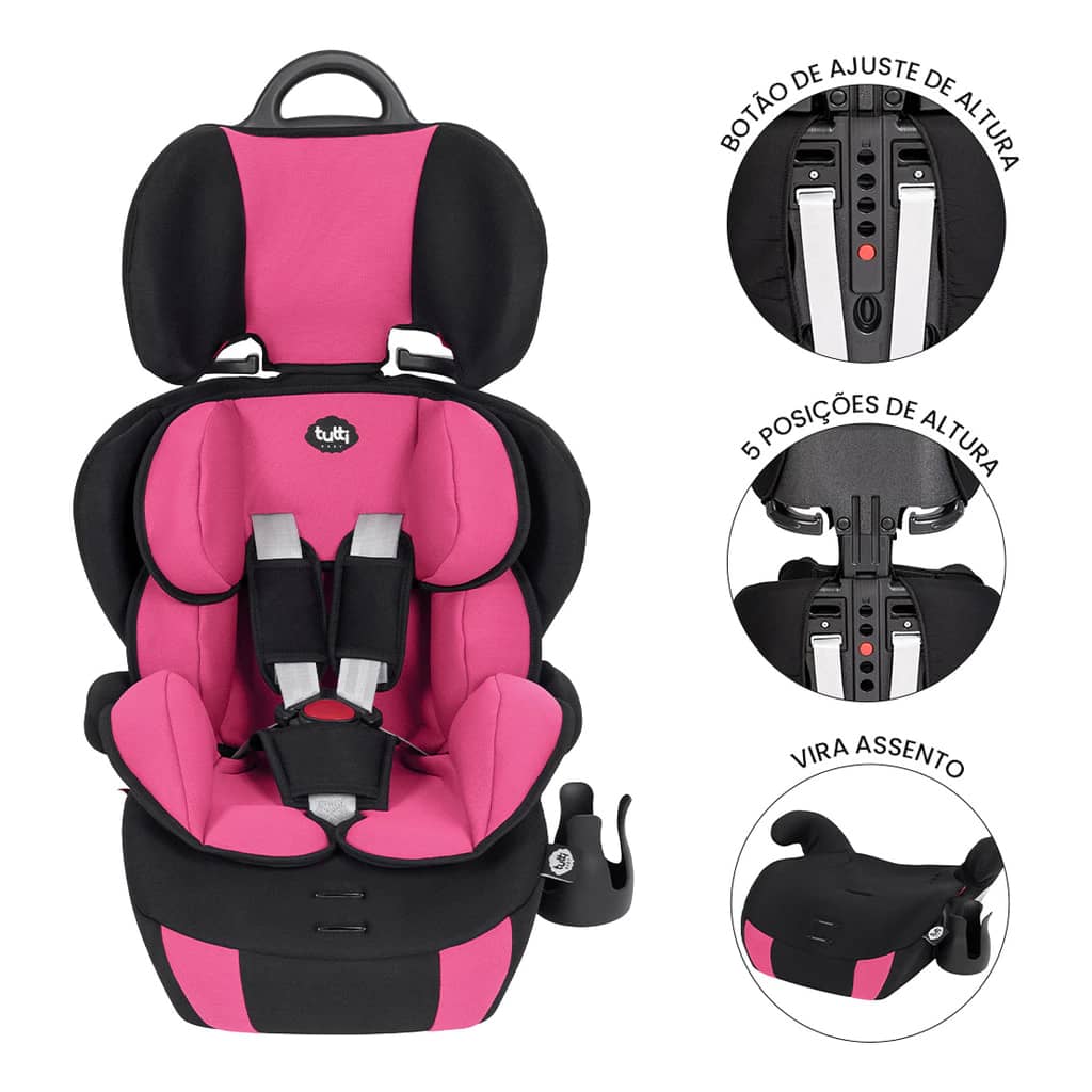 Cadeirinha Infantil Auto Carro Versati Tutti Baby 9 a 36kg Assento Cor Rosa