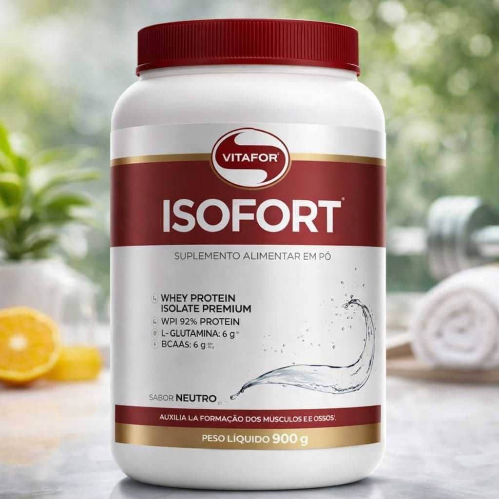 Isofort Whey, Proteína Isolado 900g  Vitafor | Ganho de massa muscular | Proteína