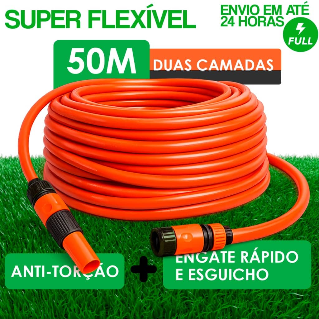 Mangueira Jardim Reforçada Super Flexível Siliconada Anti Torção 10 á 50m Resistente Flexivel 1/2"