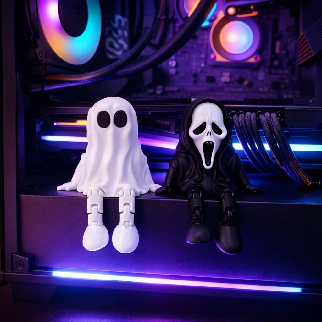 Fantasminha e/ou Grito Articulado 3D -Decoração Casa Quarto Setup Gamer