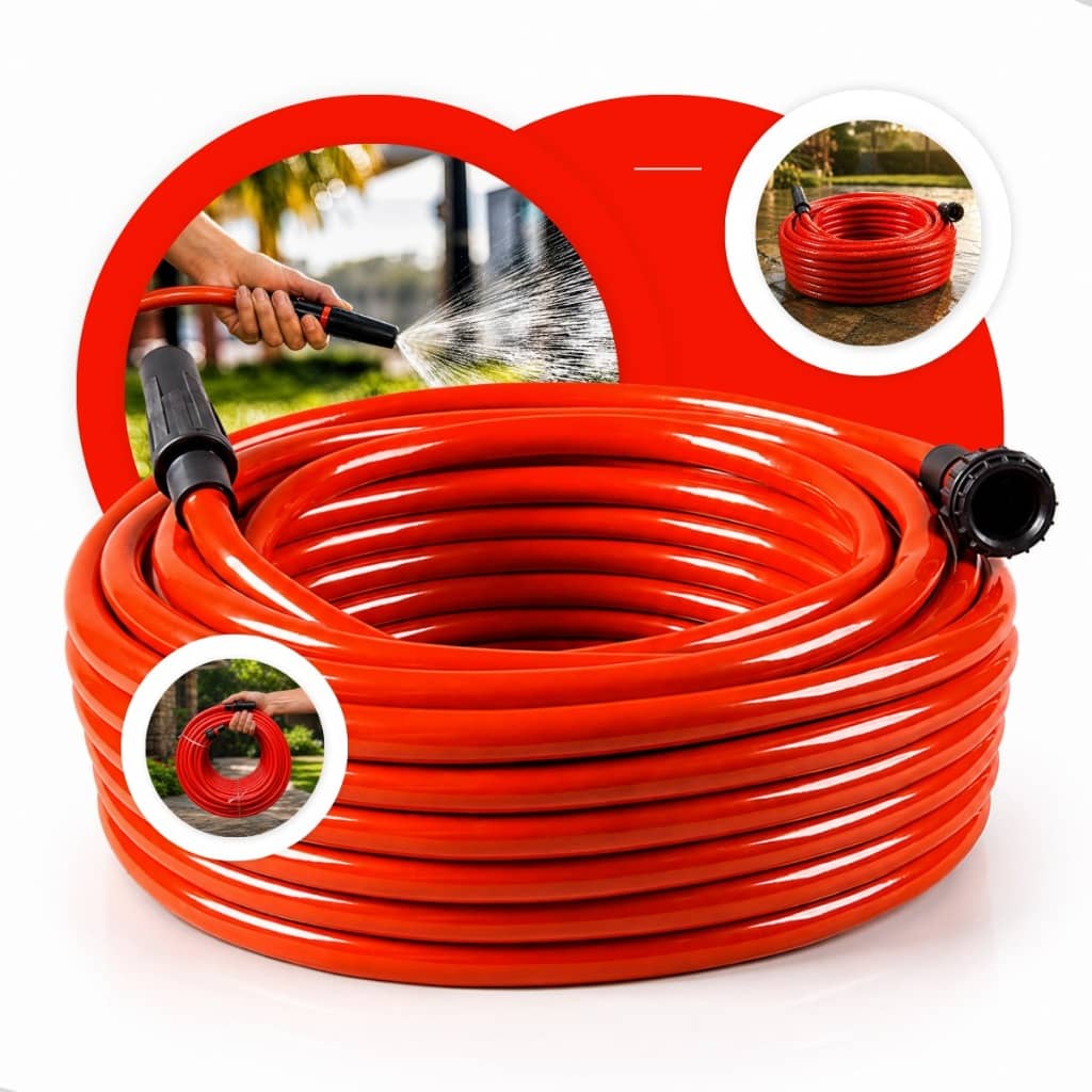 Mangueira de Jardim Laranja 100% Silicone Flexível e Durável Mangueira 1/2 Polegada Com Esguicho  Reforçada PVC