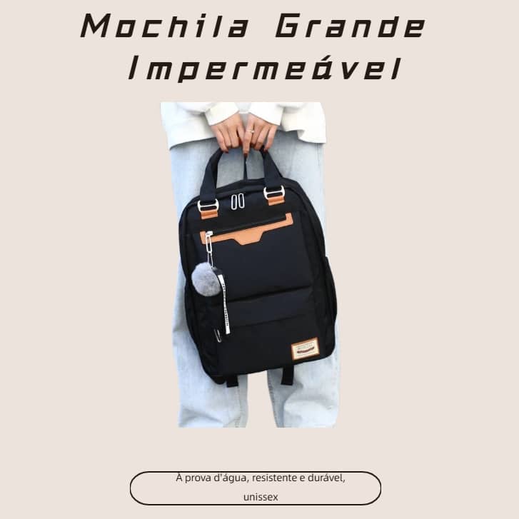 Mochila impermeável de poliéster unissex, simples e casual, mochila escolar, mochila de grande capacidade para viagens