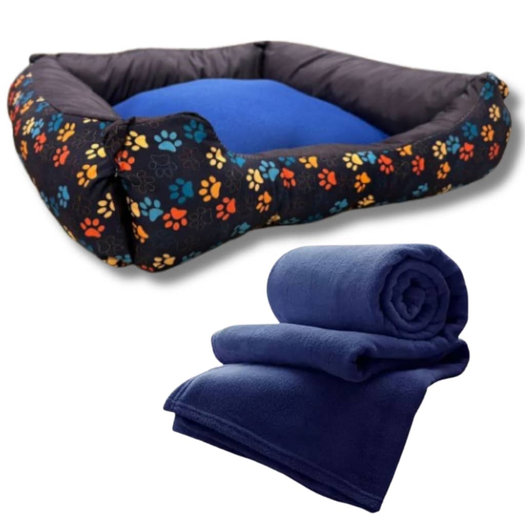 Cama Pet + Cobertinha Caminha Grande GG Cachorro Gato Confortável Pequena Mantinha