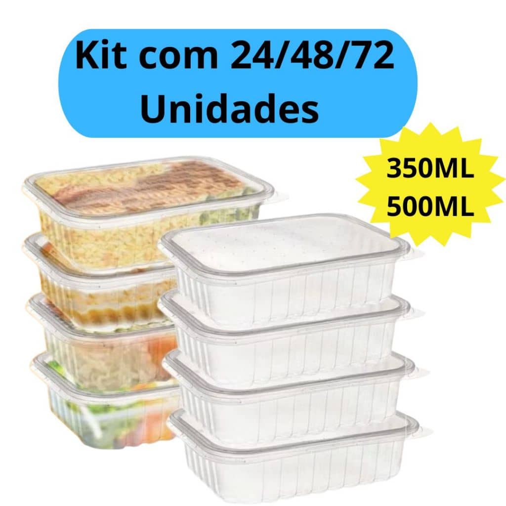 Kit Marmita Pote 350ml 500ml com Tampa Freezer Microondas Fitness Marmitex Organizador