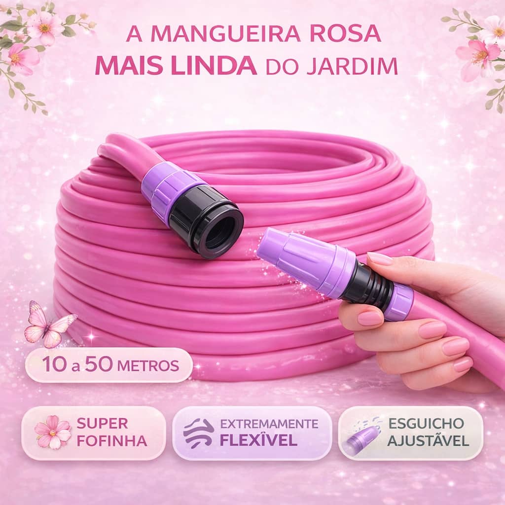Mangueira Jardim Chata Rosa Fosca 10 a 50 Metros Mangueira Flexivel Anti torção.