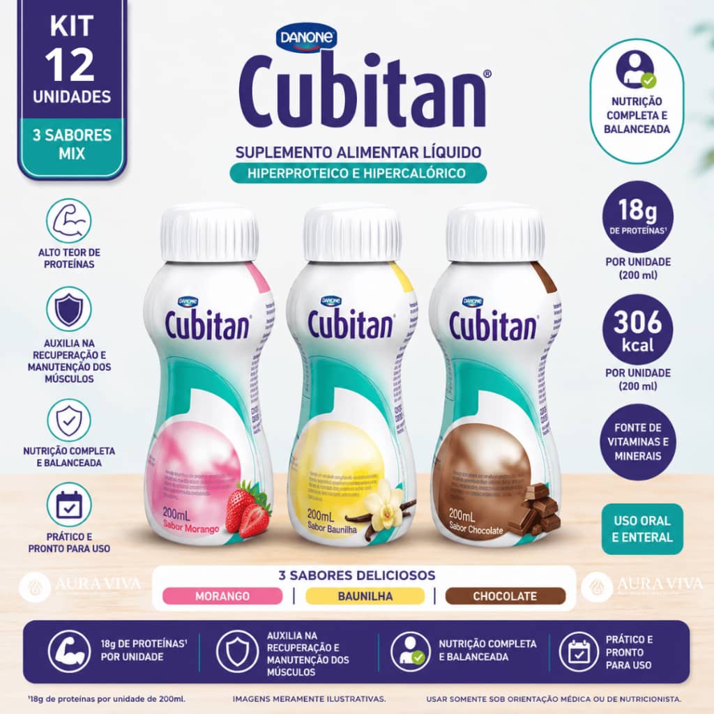 Suplemento Cubitan Danone 200ml – Suplemento Oral Nutricional com 6 ou 12 Unidades