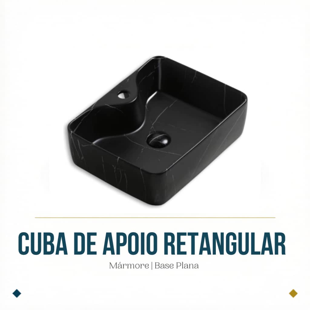 Cuba De Apoio Para Banheiro Retangular Louça Cerâmica