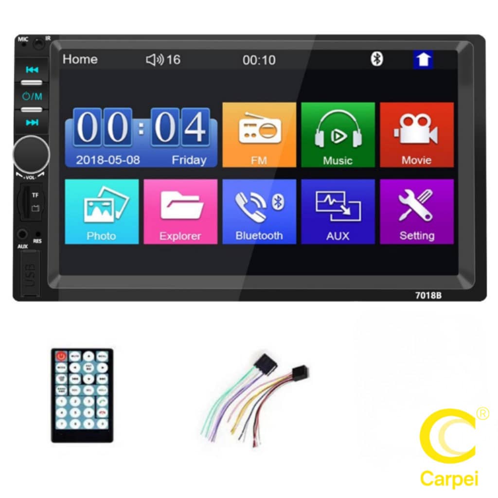 Central Multimídia MP5 Automotiva 7 Polegadas USB/AUX/TF Com Mirrorlink Touch Screen