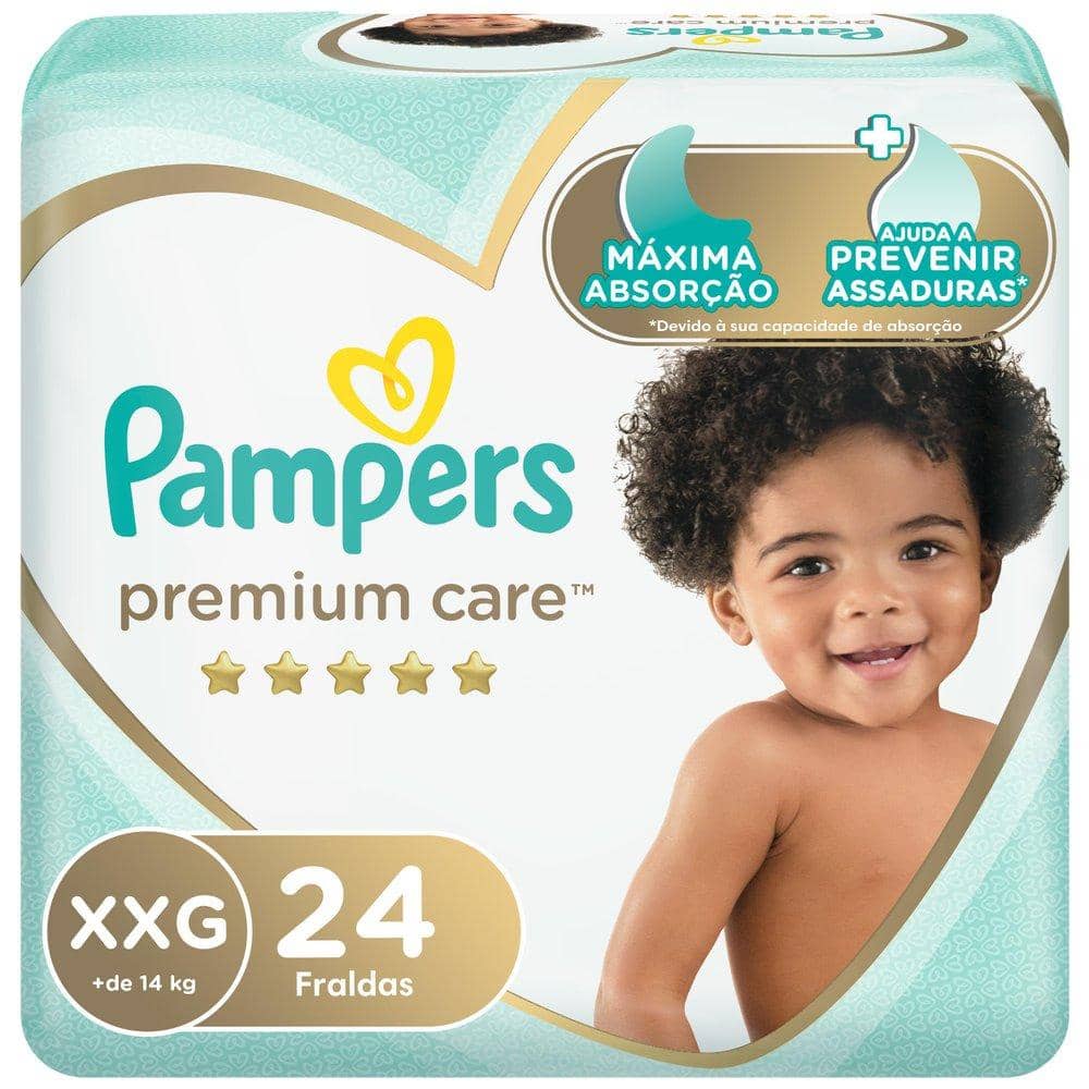 Fralda Pampers Premium Care Nova Mega Tamanho XXG 24 Unidades 