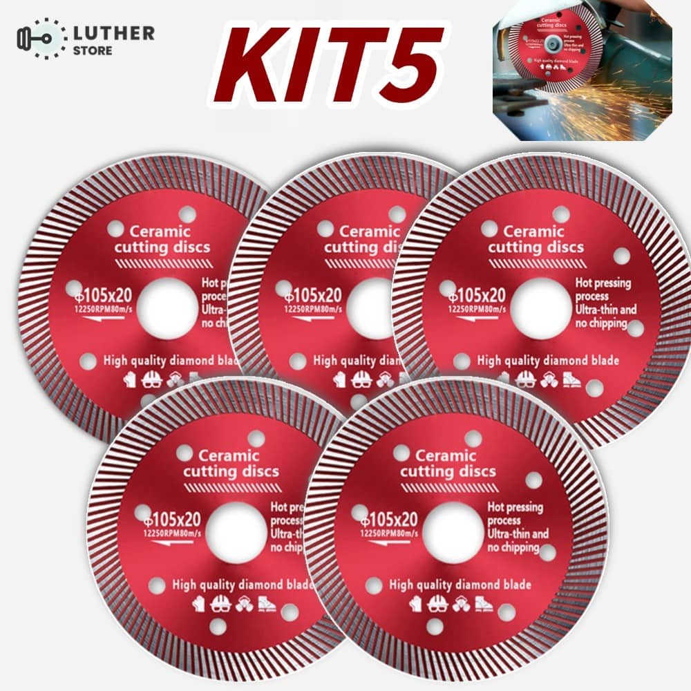 Kit2/3/5 Disco de Corte Diamantado Porcelanato 105 mm x 20 mm - 1,4mm A melhor qualidade Super Fino Diamantado