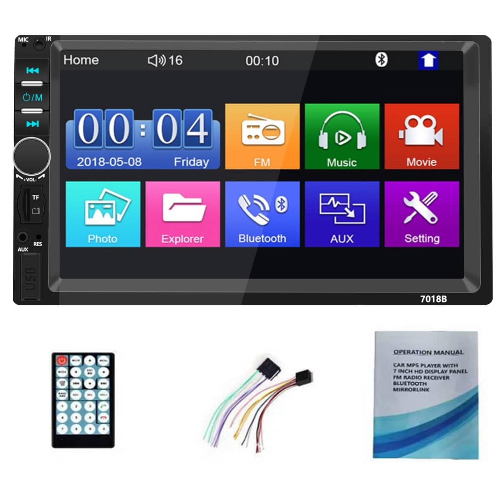 Central Multimídia MP5 Automotiva 7 Polegadas USB/AUX/TF Com Mirrorlink Touch Screen