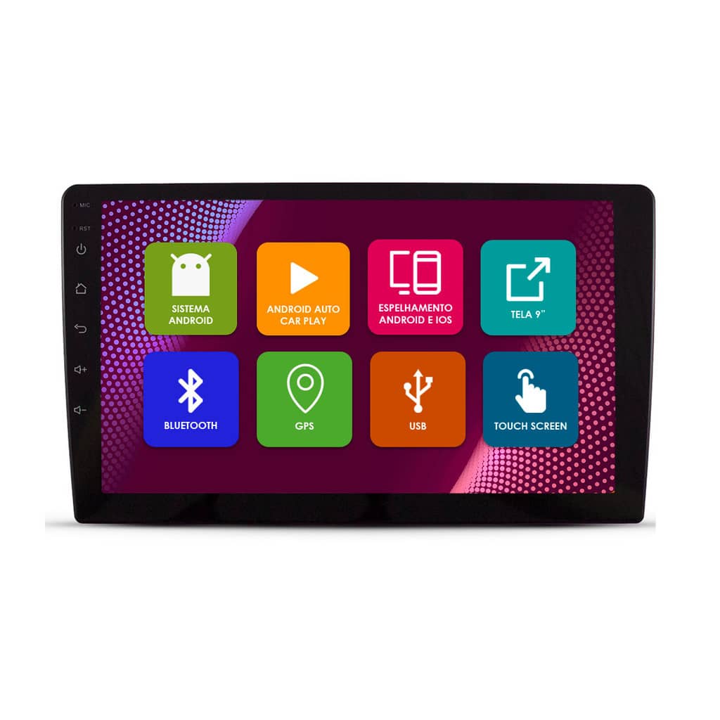 Central Multimidia 9 Pol Android 2Gb Ram 32Gb Flash Quad-Core E-Tech Premium 2 Din Gps Wifi Ips Android Auto Carplay