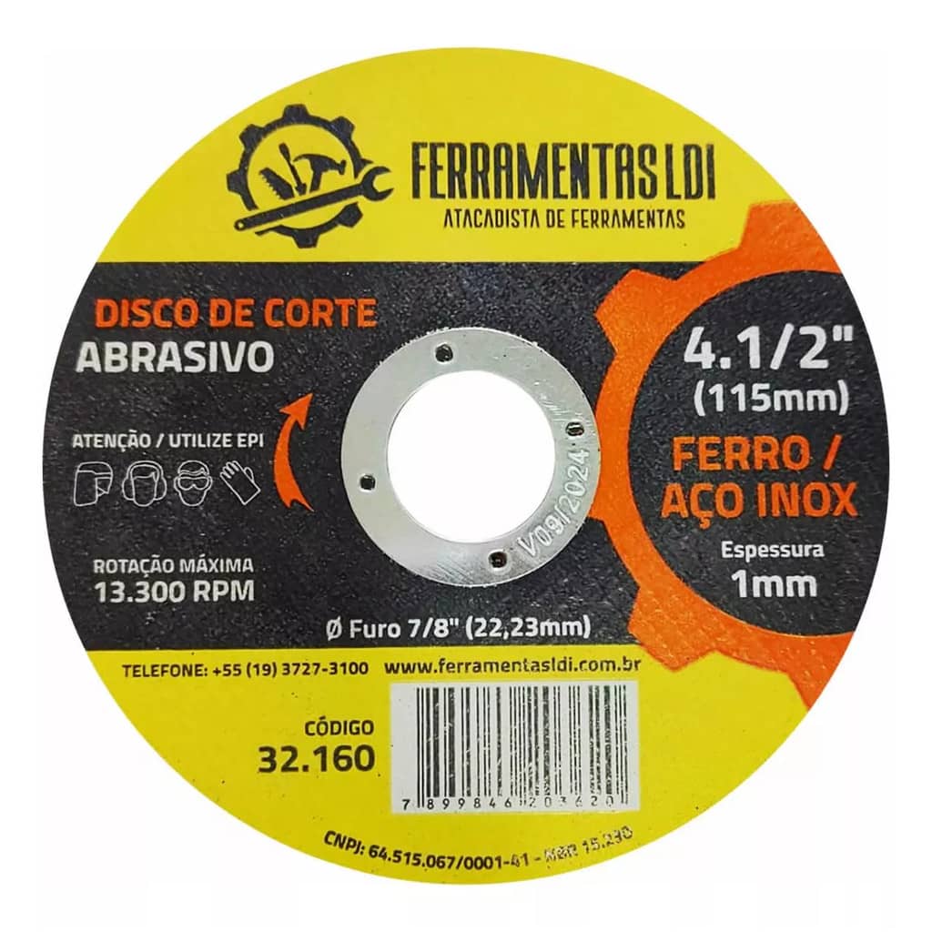 Kit 50 Disco De Corte Fino 4.1/2 115mm Inox Ferro Ldi Kit Combo Construção Atacado