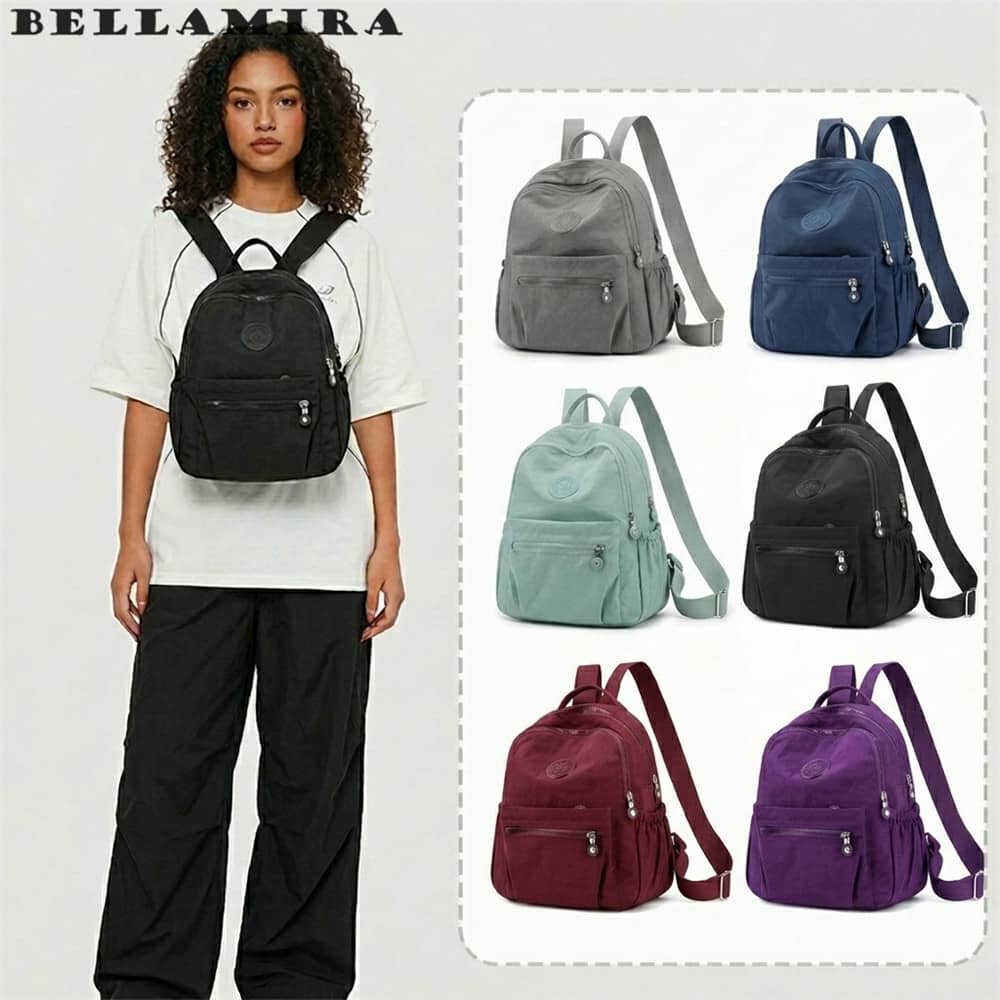 Mochila De Nylon  Impermeável Nova Mochila Pequena À Prova D'água Mochila De Viagem Prática Com Vários Compartimentos