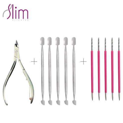Kit Combinação Perfeita 11 pecas - Manicure Podologia (5-105 , 5-205) + Alicate Profissional Slim Alicates