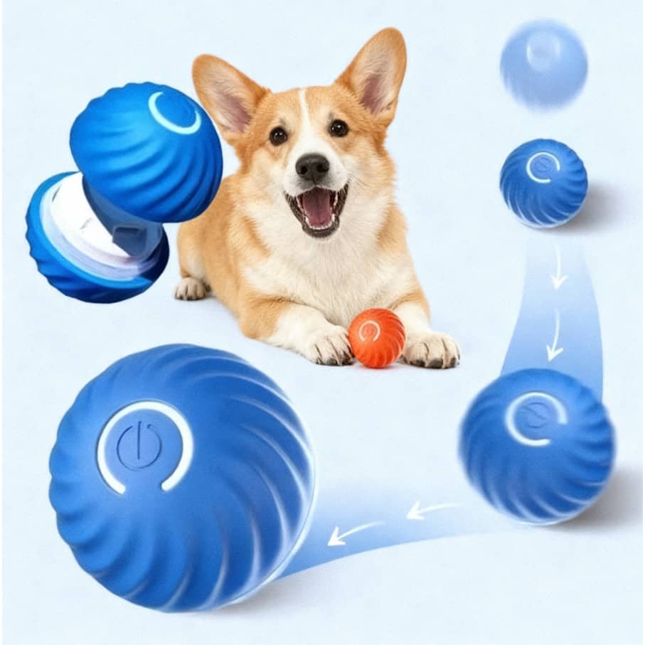 Bolinha Eletrônica Automática para Cachorro | Brinquedo Ativo Recarregável USB | Movimento Aleatório