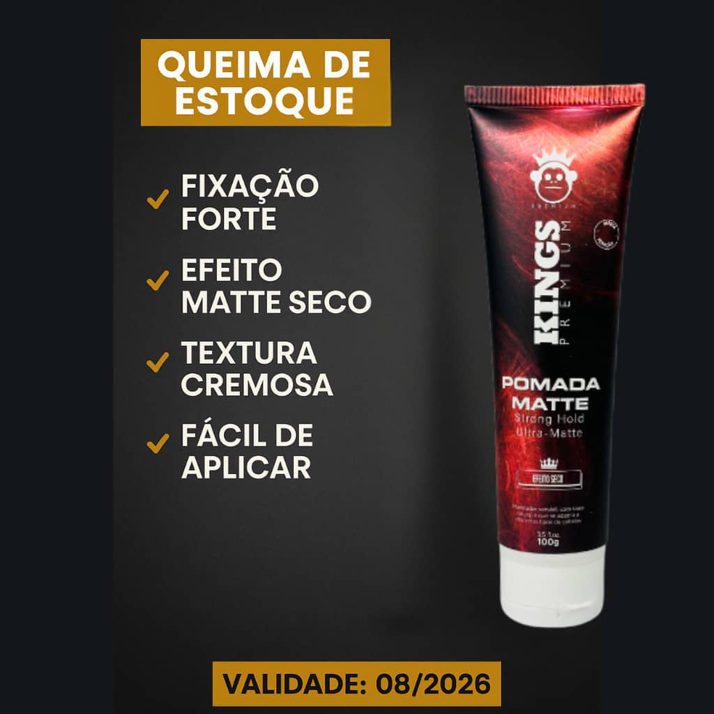 PROMOÇÃO Pomada Matte Kings 100g – Efeito Seco e Natural