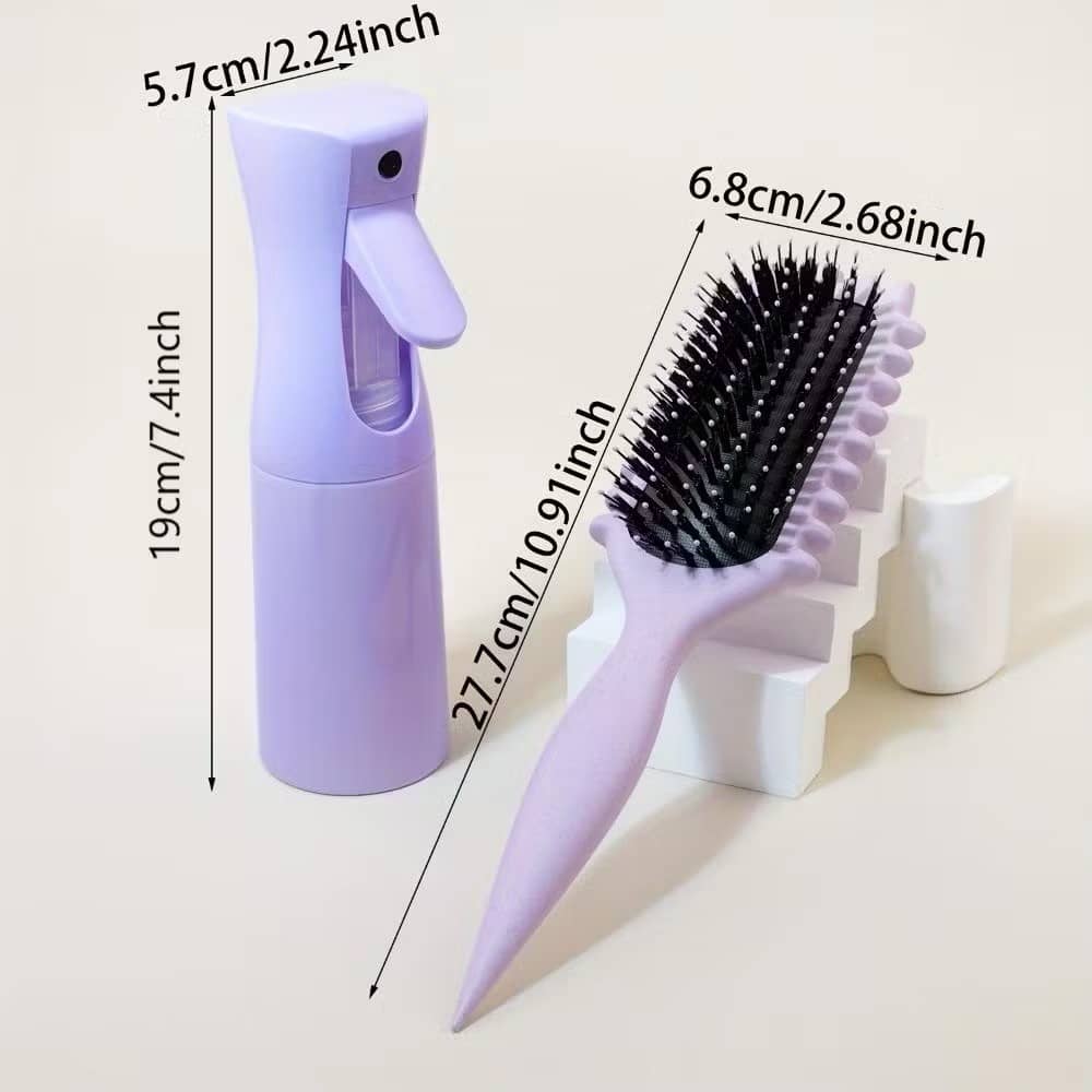kit Escova Onda  Cerdas DE Javai Puxa E Separa Cachos  + Frasco  Spray Névoa Pulverizador