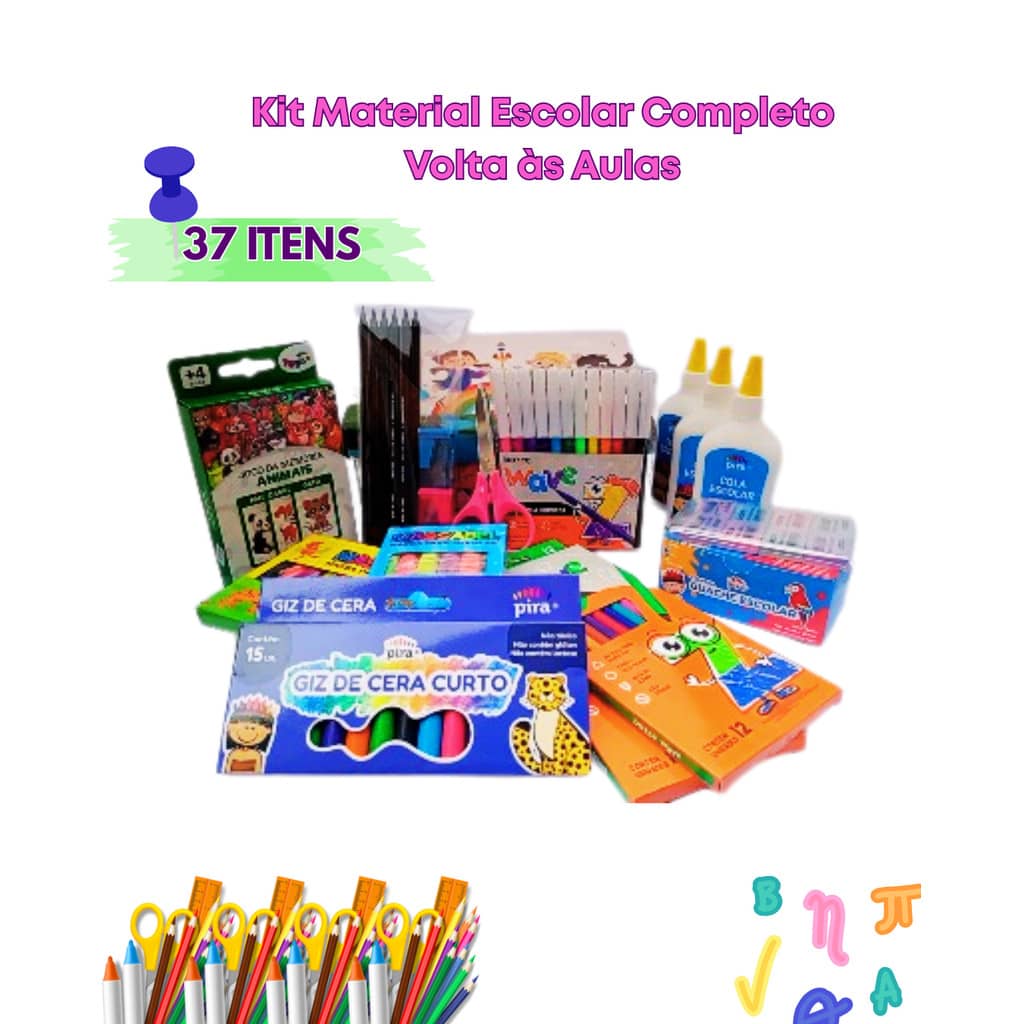 Kit Material Escolar Completo Volta ás Aulas, Ensino Infantil e Completo