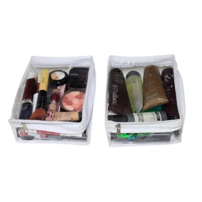 5 Organizadores Nécessaire De Maquiagem Cosméticos Guarda Roupa de Pvc e Zíper