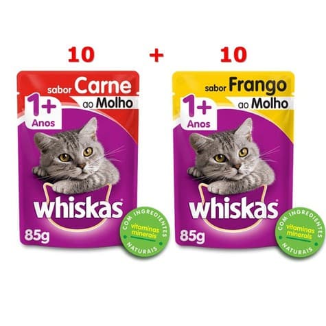 Ração Úmida Whiskas Sachê Gato Adulto FRANGO / CARNE 20UN