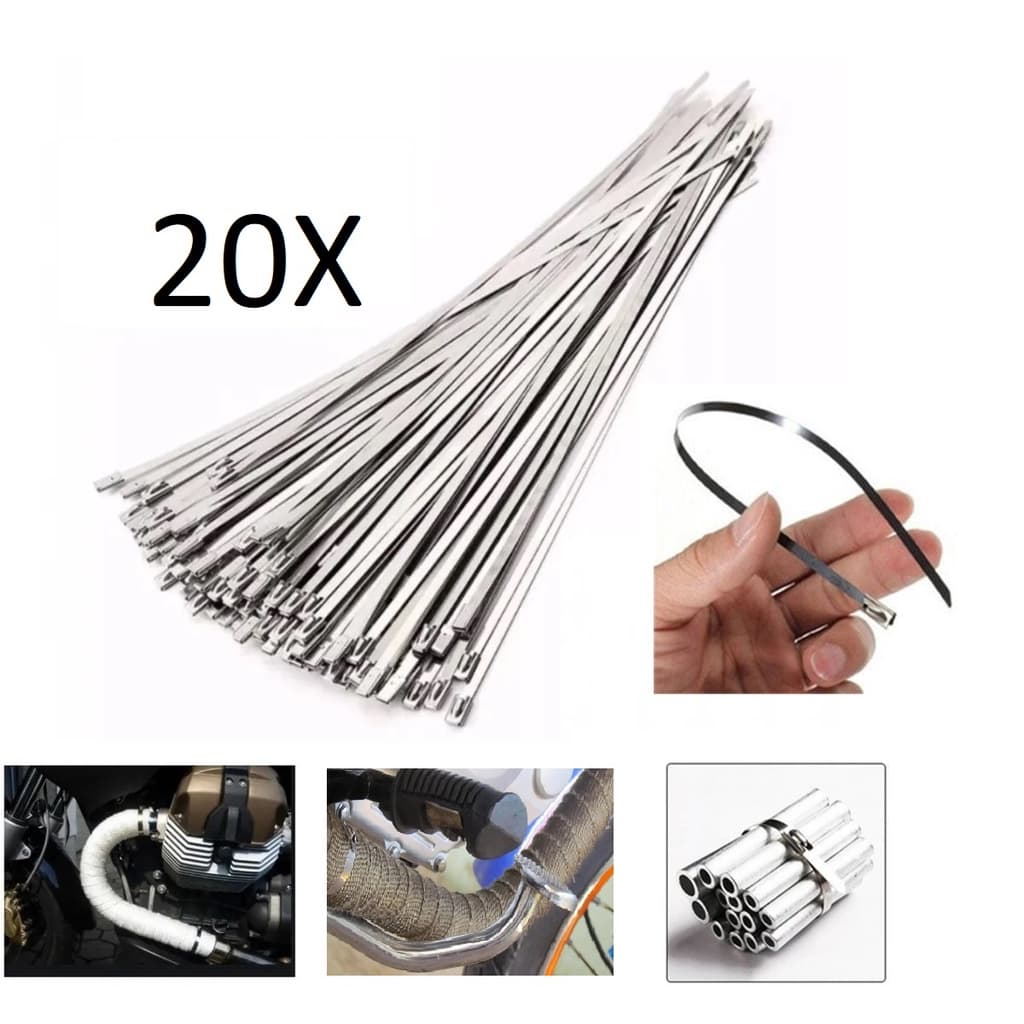 Kit 20x Abraçadeiras Zip Tie Para Termotape Material de Construção Em Aço Inox 30cm