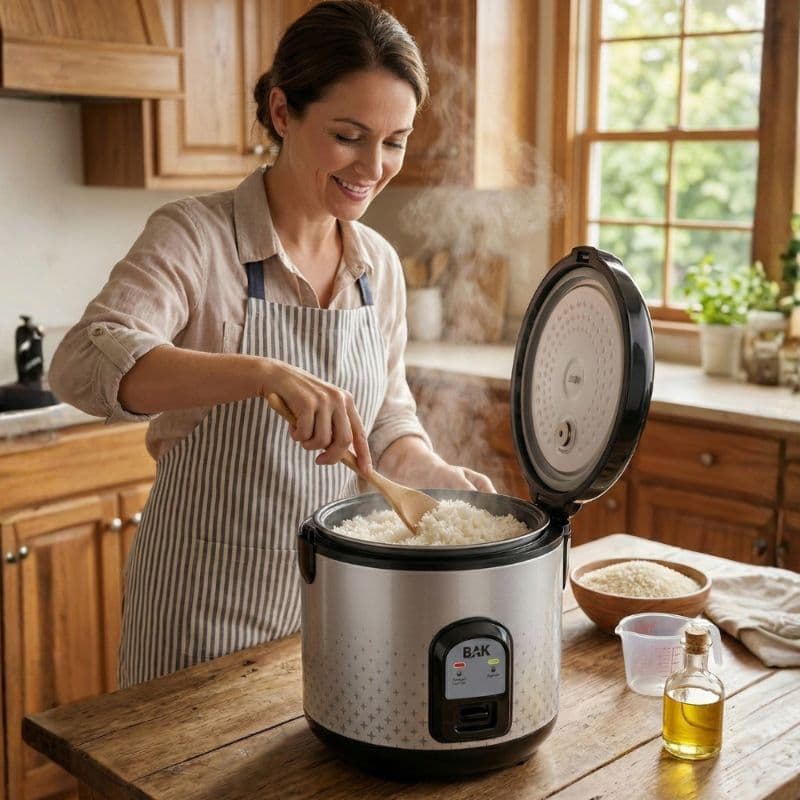 Panela de Arroz Elétrica BAK 10 Xícaras 1,8L 700W 127V Prata Antiaderente Automática