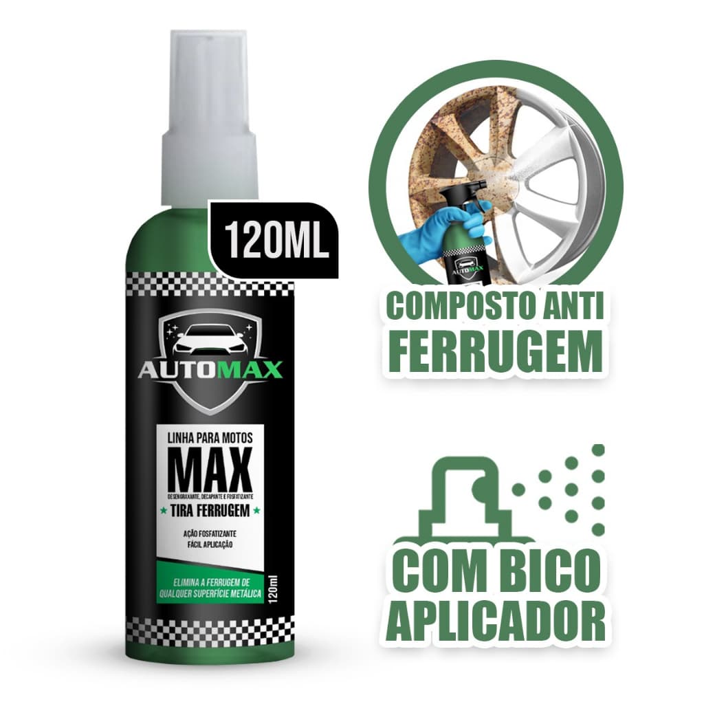 Tira Ferrugem Automotivo Automax Remove Ferrugens de Corrente e Peças 120ml
