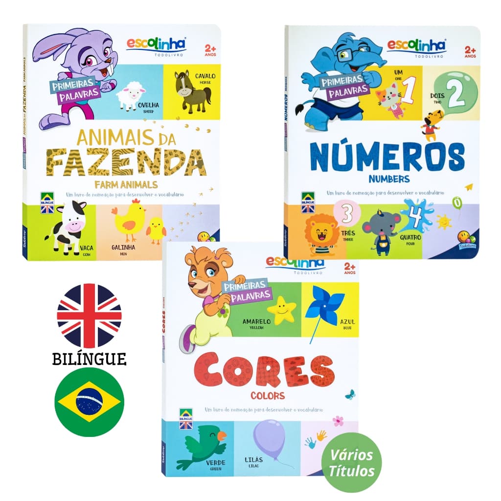 Livro Infantil Bilingue de Nomeção Livro Pedagógico Livro para Crianças em Inglês Livro Bebê 2 anos