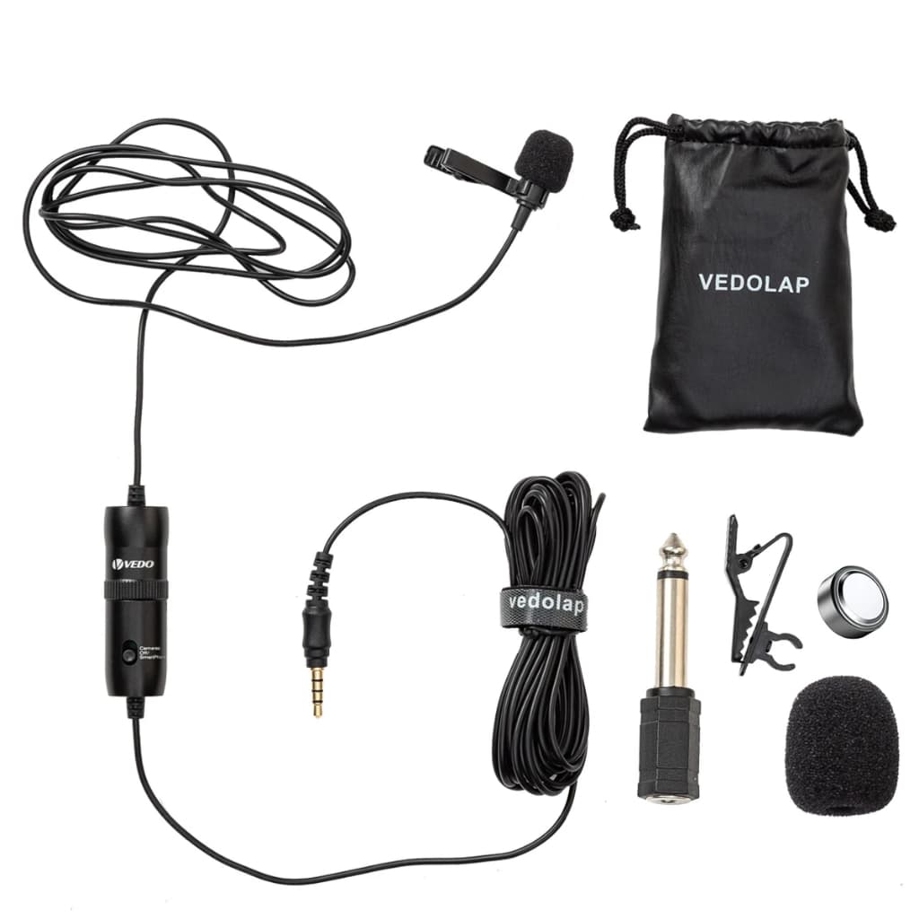 VEDO VD-2 Microfone com fio 3,5 mm Microfone condensador USB para gravação em computador Clipe de microfone de gravata