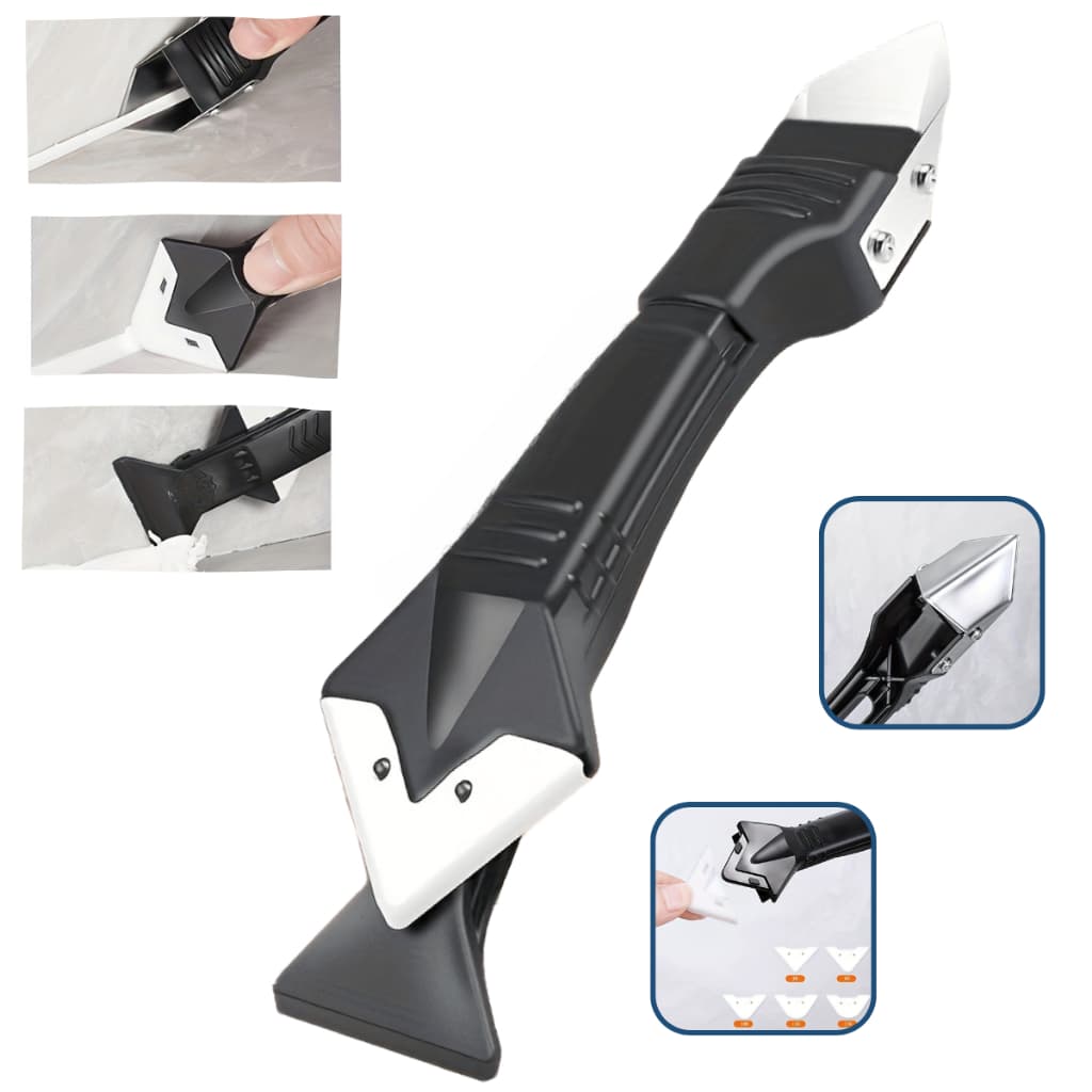 Espátula Para Aplicar e Raspar Rejunte Aplicação Silicone Plástico Raspador Remover Silicone Velho Multiuso 3 em 1 Parede Argamassa Insulfilm Epóxi Ferramenta de Limpeza e Acabamento Piso Massa Calafetagem Remove Rebarba Lâmina de Aço Inoxidável 50mm