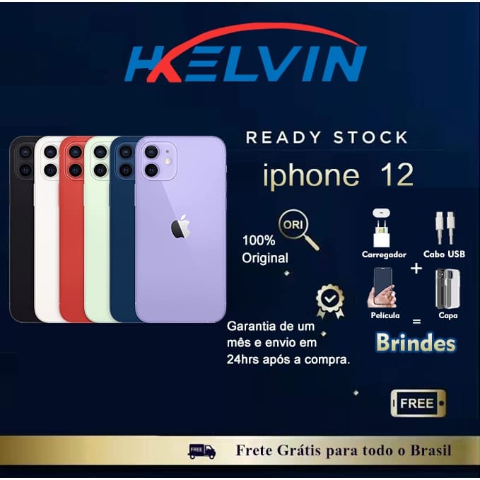 iPhone 12 64GB ou 128GB Vitrine Carregador Garantia e Nota Fiscal