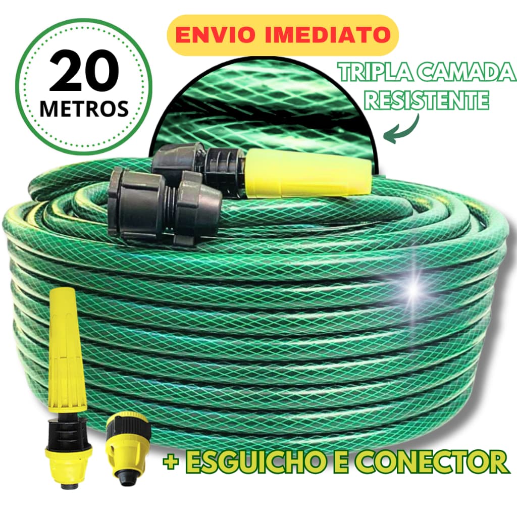 Mangueira Jardim 20 Metros Resistente Flexivel Reforçada a Qualidade