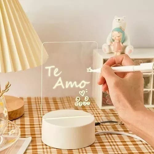 KIT 130 Abajur de Mesa Luminária Led 3D Usb com Tela pra Escrever Decoração Quarto Sala Presente