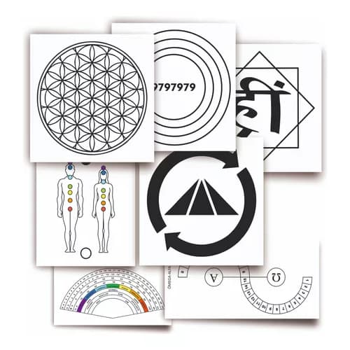 Kit 54 Gráficos Radiestesia Radiônica PVC 1mm 20x20 Energia Harmonia Prosperidade + Ebook